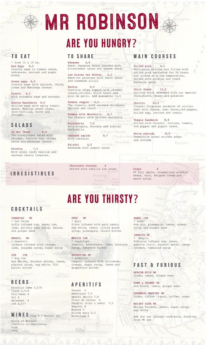Menu - Mr Robinson photo 1